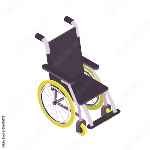 Vector illustration.  Isometric wheelchair are isolated on a white background.