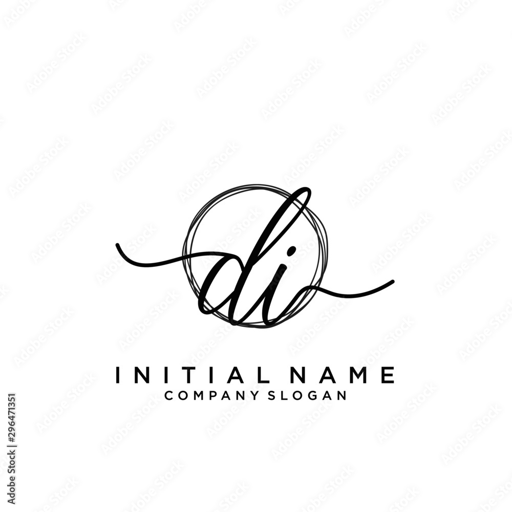 DI Initial handwriting logo with circle template vector. DI Initial handwriting logo with circle template vector.
