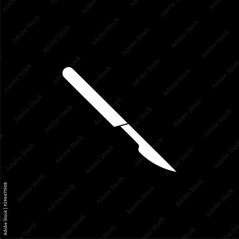 Scalpel icon for web design isolated on black background Scalpel icon for web design isolated on black background