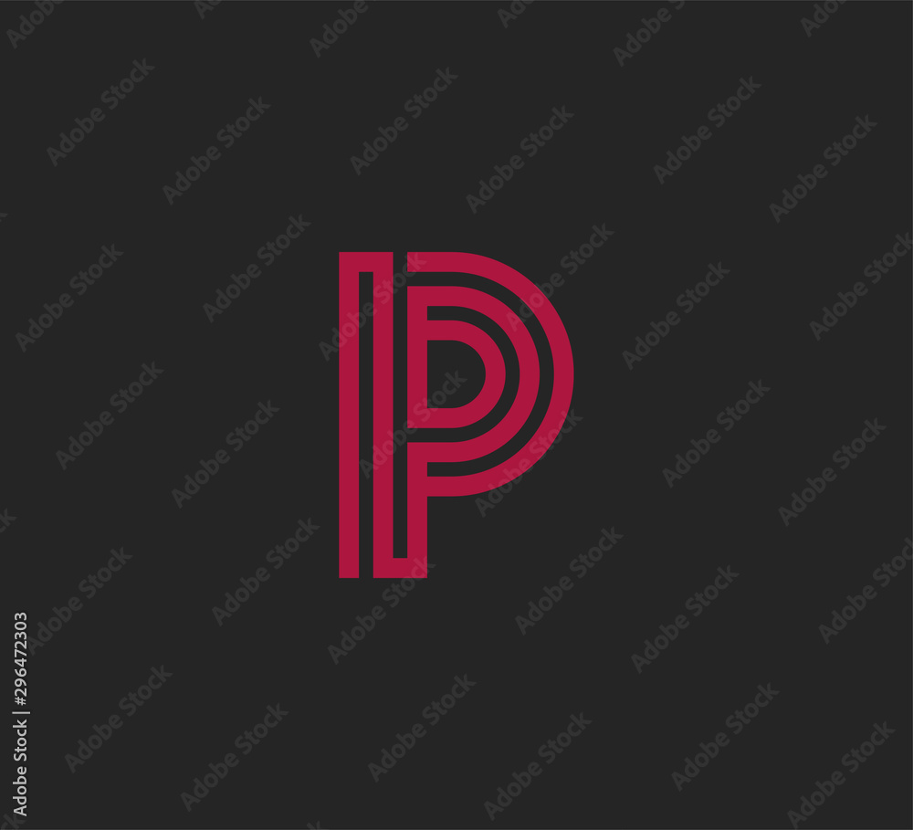 Initial red letter line shape logo black background P Initial red letter line shape logo black background P