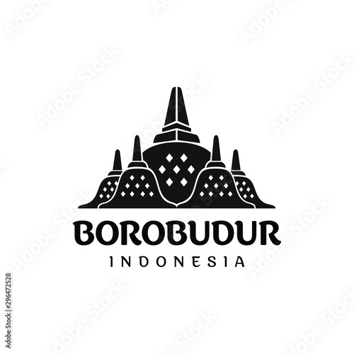 Stupa of Borobudur Stone Temple Indonesian Heritage Silhouette Logo Design