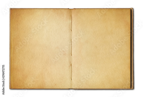 Vintage open book isolated on white background