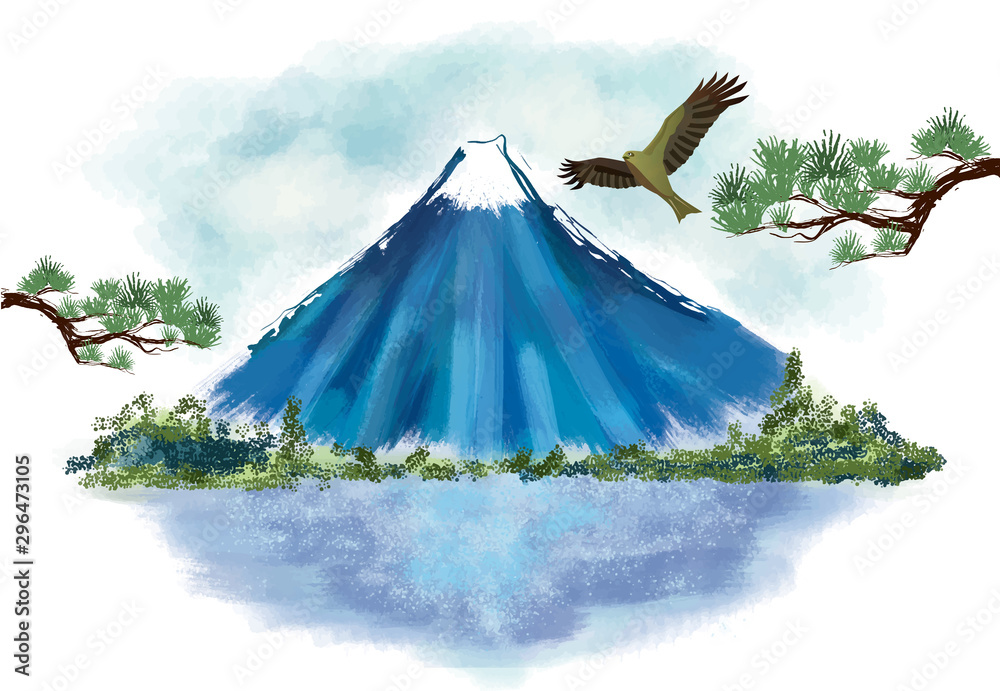 年賀状 富士山 富士 風景 年賀状 和風 和柄 和 手描き 山 Stock Vektorgrafik Adobe Stock