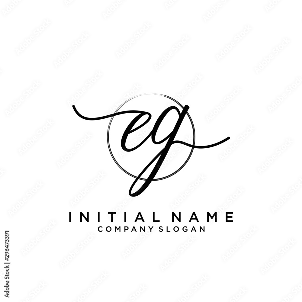EG Initial handwriting logo with circle template vector. EG Initial handwriting logo with circle template vector.
