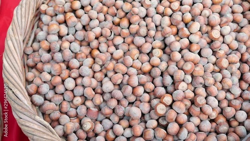 Basket with hazelnuts