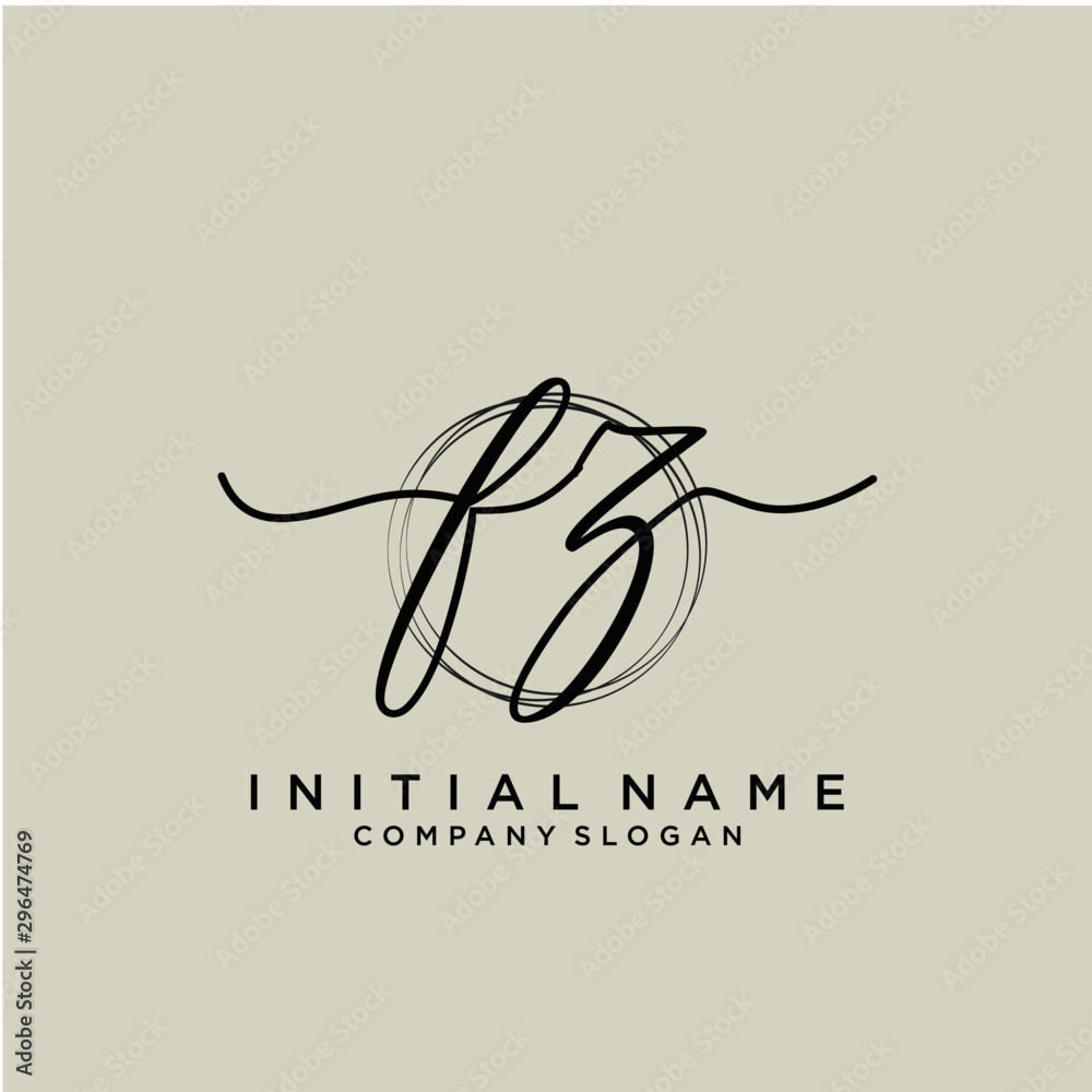 FZ Initial handwriting logo with circle template vector. FZ Initial handwriting logo with circle template vector.