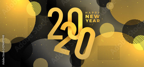 Golden new year 2020 banner...