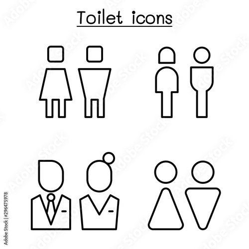 Toilet icon set in thin line style