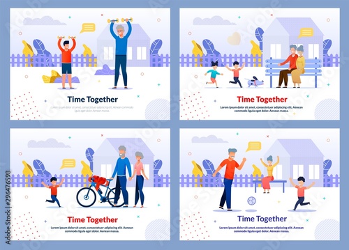 Relatives Spending Summer Time Together Banner Set