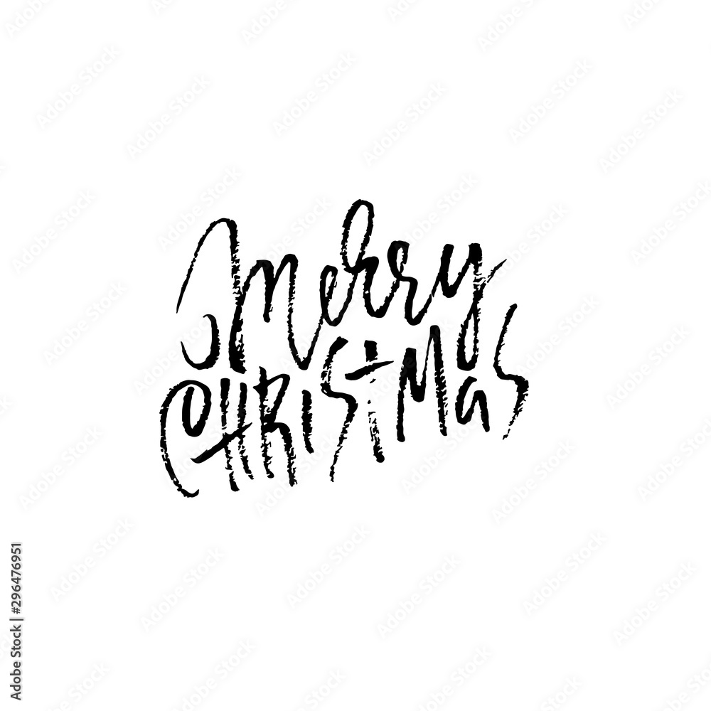 Merry Christmas. Holiday modern dry brush ink lettering for greeting card. Vector illustration. Merry Christmas. Holiday modern dry brush ink lettering for greeting card. Vector illustration.