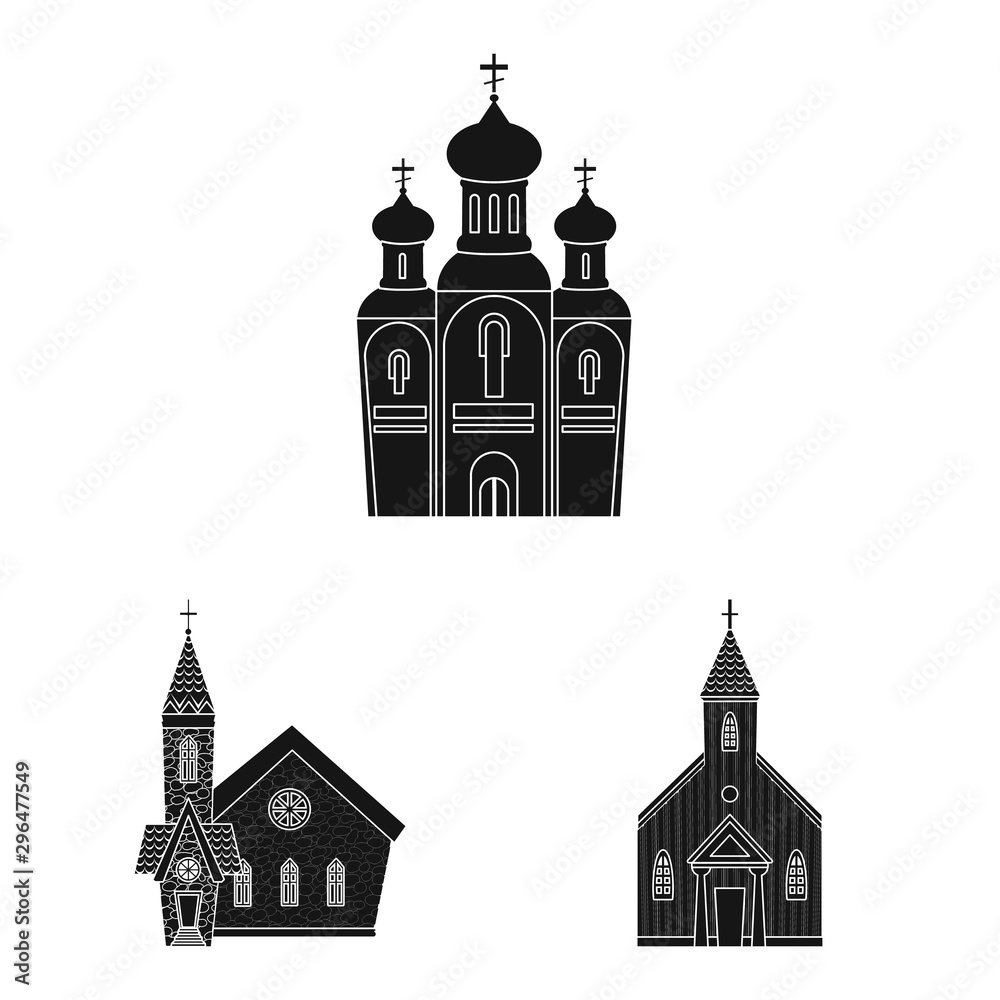 Vector design of house and parish symbol. Set of house and building stock vector illustration.