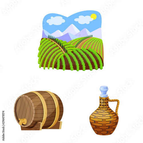 Isolated object of grape and winery logo. Collection of grape and manufacturing stock vector illustration.