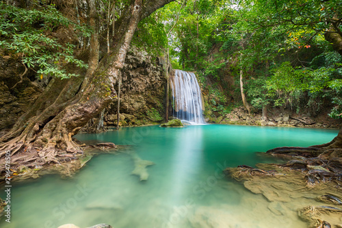 Scenic view of waterfall beautiful (erawan waterfall) in kanchanaburi province asia southeast asia Thailand, Travel Destinations Concept © Lab_Photo