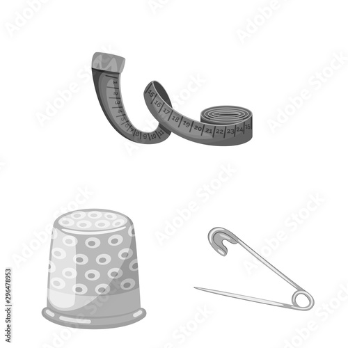 Isolated object of dressmaking and textile sign. Set of dressmaking and handcraft stock symbol for web.