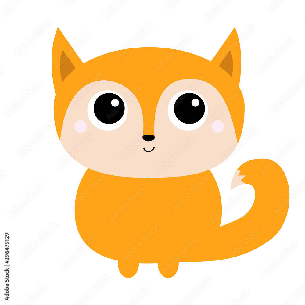Fox toy icon. Cute cartoon kawaii baby character. Forest animal collection. White background. Isolated. Flat design Fox toy icon. Cute cartoon kawaii baby character. Forest animal collection. White background. Isolated. Flat design
