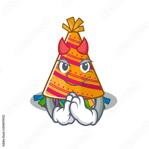 Devil party hat cartoon with character shape