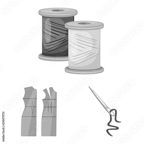 Vector illustration of dressmaking and textile sign. Set of dressmaking and handcraft vector icon for stock.