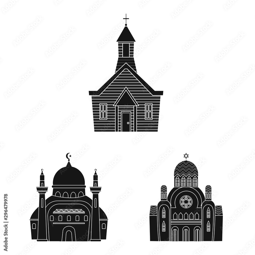 Vector illustration of house and parish icon. Set of house and building stock vector illustration.