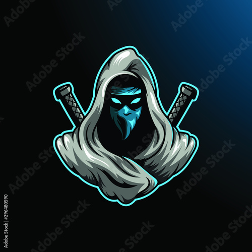 Ninja assassin mascot for sport and esport or gamer logo