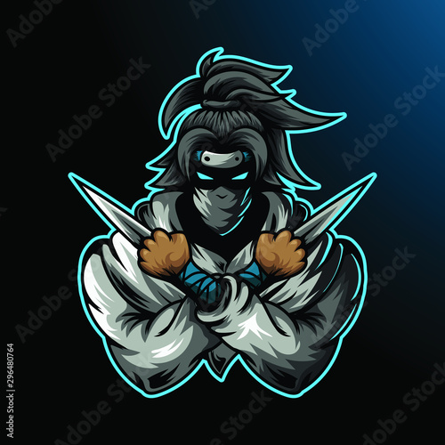 Ninja assassin mascot for sport and esport or gamer logo