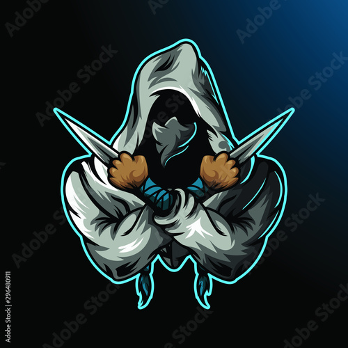 Ninja assassin mascot for sport and esport or gamer logo
