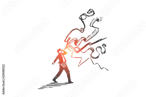 Promotion and advertisement concept sketch. Hand drawn isolated vector