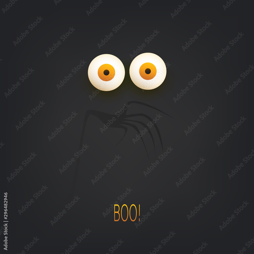 Happy Halloween Card Template with Pop Out Eyes in the Dark - Vector Illustration