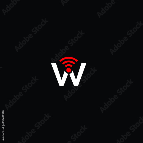 W letter wireless symbol creative logo icon vector free