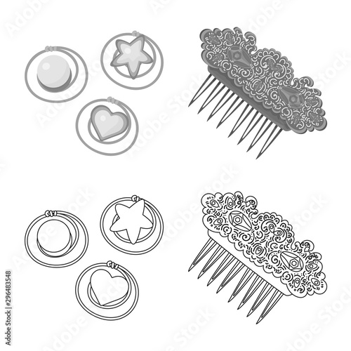Vector illustration of beauty and fashion icon. Collection of beauty and female stock symbol for web.