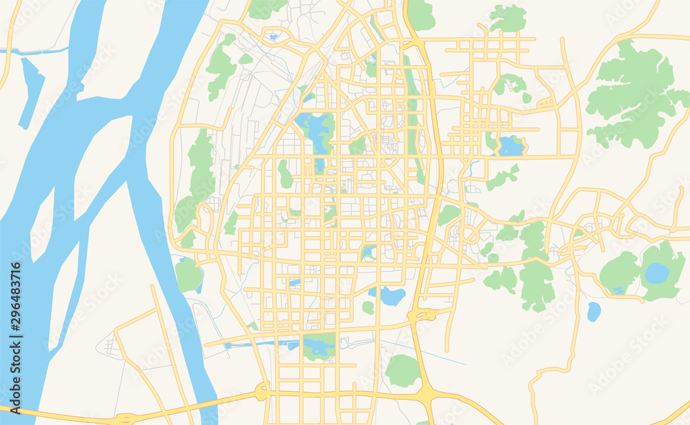 Fototapeta premium Printable street map of Ma-anshan, China