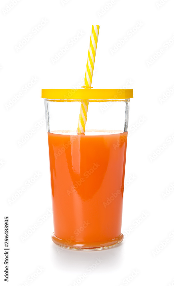 Glass of fresh juice isolated on white Glass of fresh juice isolated on white