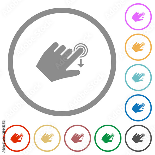 Left handed slide down gesture flat icons with outlines