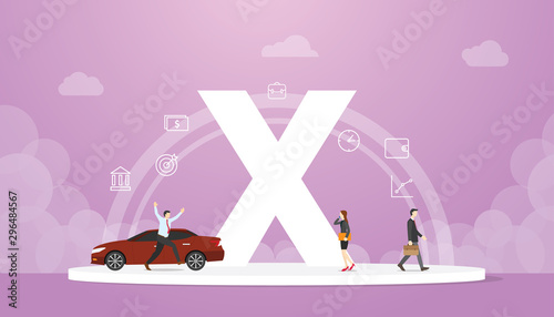 generation x concept people with team and people icons related with steady income and mature with modern flat style - vector photo