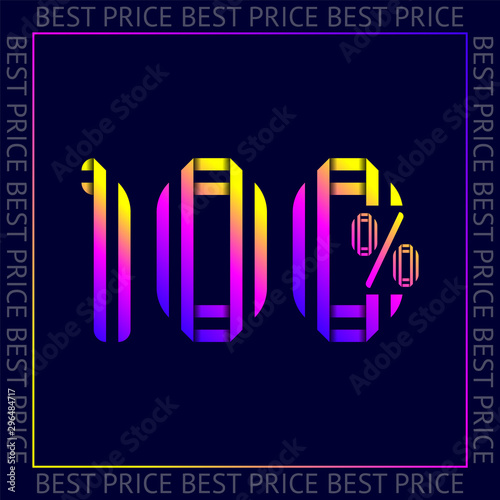 Discount 100 percent OFF Sale, abstract trendy template best price vector sign, web sticker