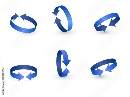 3D rotation sign icon. 360 rotation arrows Sign.