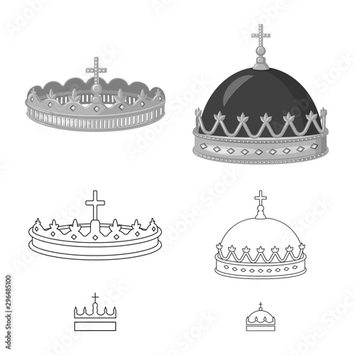 Vector illustration of medieval and nobility icon. Collection of medieval and monarchy stock vector illustration.