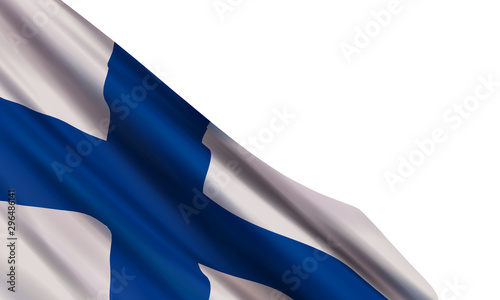 The realistic flag of Finland isolated on a white background. Vector element for Independence Day, December 6.