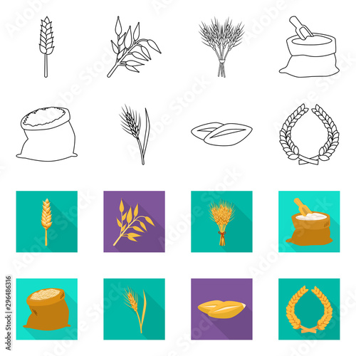 Isolated object of grain and harvest icon. Collection of grain and agriculture stock symbol for web.