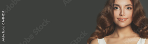 Pretty woman face closeup. ...
