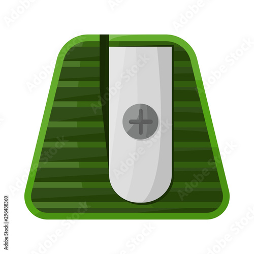 Vector illustration of sharpener and sharpen symbol. Graphic of sharpener and green stock symbol for web.