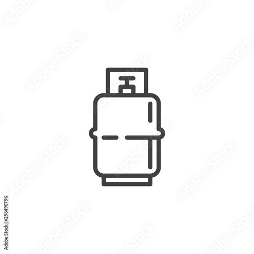 BBQ Gas Cylinder line icon. linear style sign for mobile concept and web design. Propane Gas tank outline vector icon. Symbol, logo illustration. Vector graphics