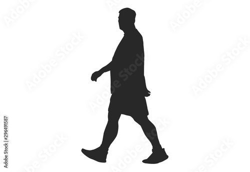 Silhouette running.This is men run exercise for Health At area Stadium Outdoors on white background with clipping path.