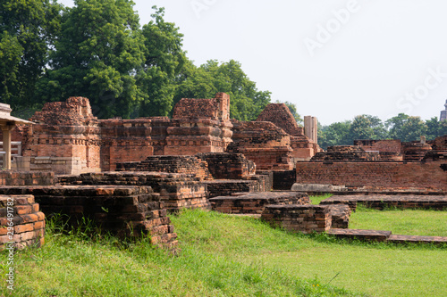 Old bricks structure near Dhamekh stupa in Sarnath, the birth place of Buddha in Varanasi, India