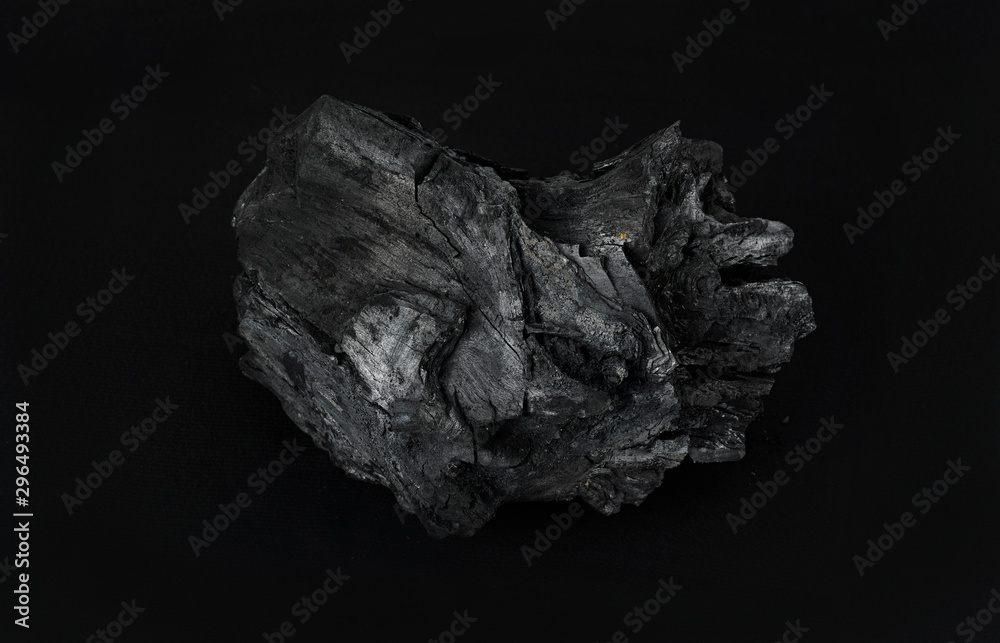 coal isolated on black background