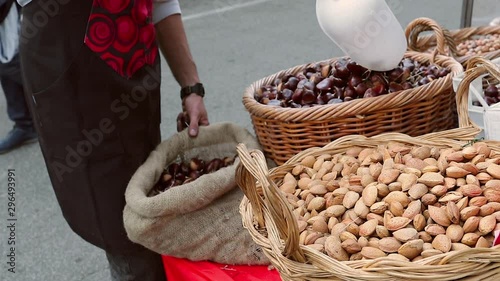 Vendor selling chestnuts and almonds