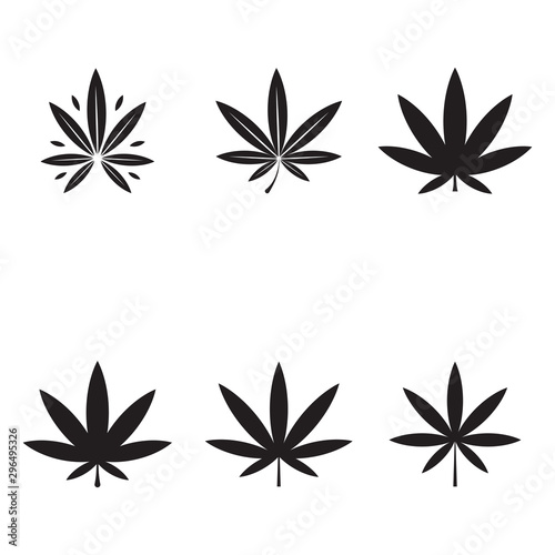 set of cannabis marijuana hemp leaf logo © dar