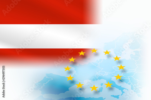 Obraz na płótnie Flag of Austria- member of the European Union on a light blue background w salonie