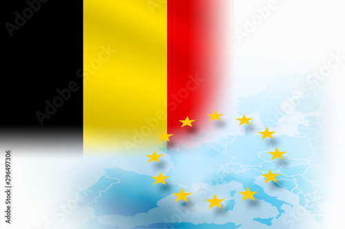 Obraz na płótnie The flag of Belgium - a member of the European Union on a light blue background w salonie