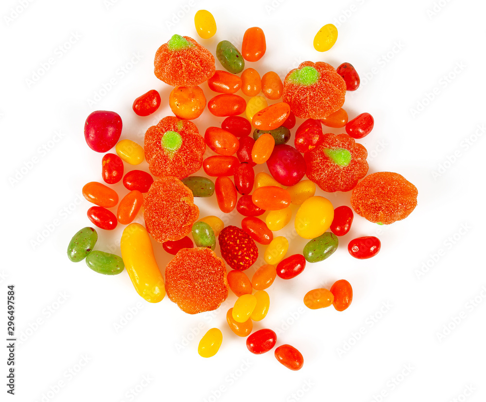 colorful autumn candies isolated on white colorful autumn candies isolated on white