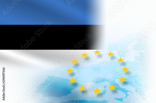 Obraz na płótnie Flag of Estonia - member of the European Union on a light blue background w salonie